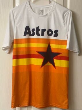 Astros By Cooperstown Collection Kids White & Orange Short-Sleeve Tee Size XL